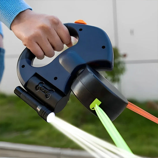 systeme de laisse double pour chien avec lumiere de securite