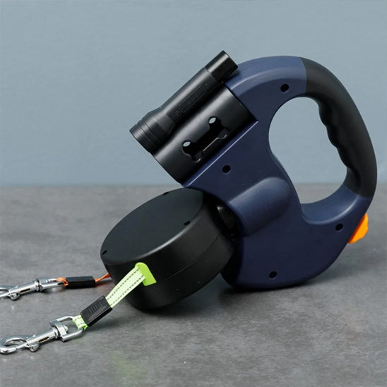 laisse double pour chien couelur bleu