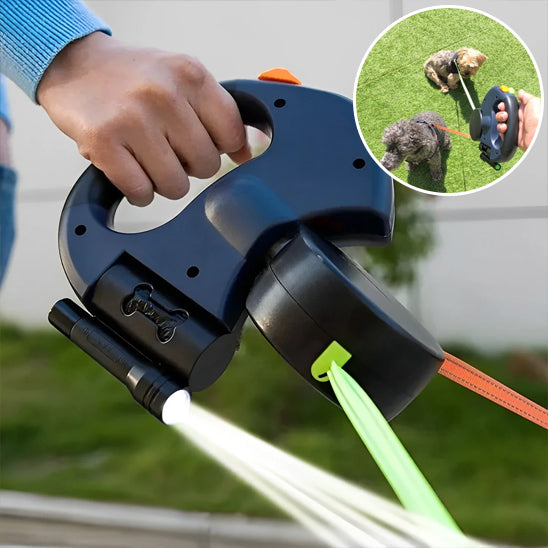 laisse double pour chien securitaire et lumineuse